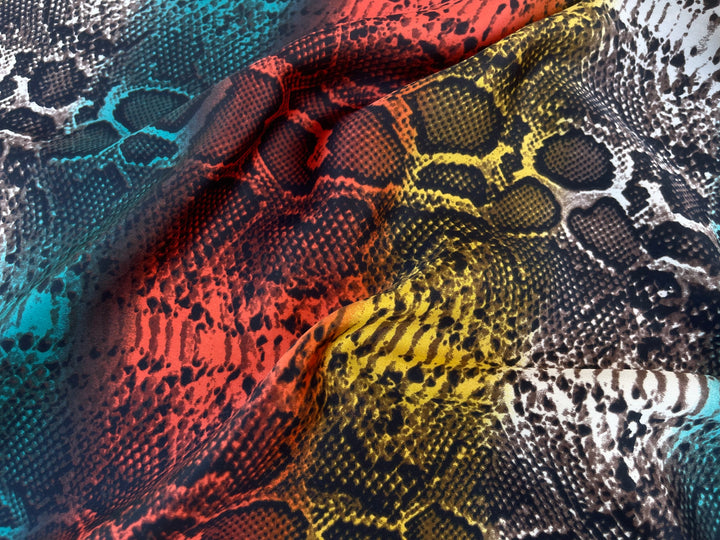 Colorful Snake animal     print -  silky satin  Lightweight   fabric