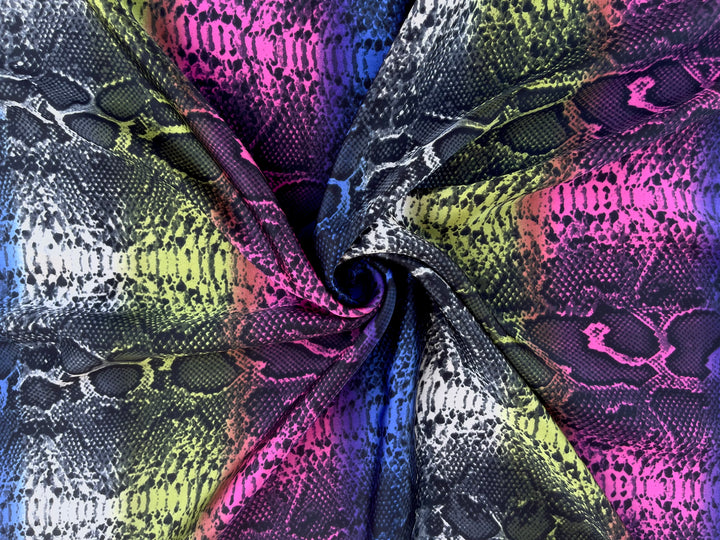 Colorful Snake animal     print -  silky satin  Lightweight   fabric