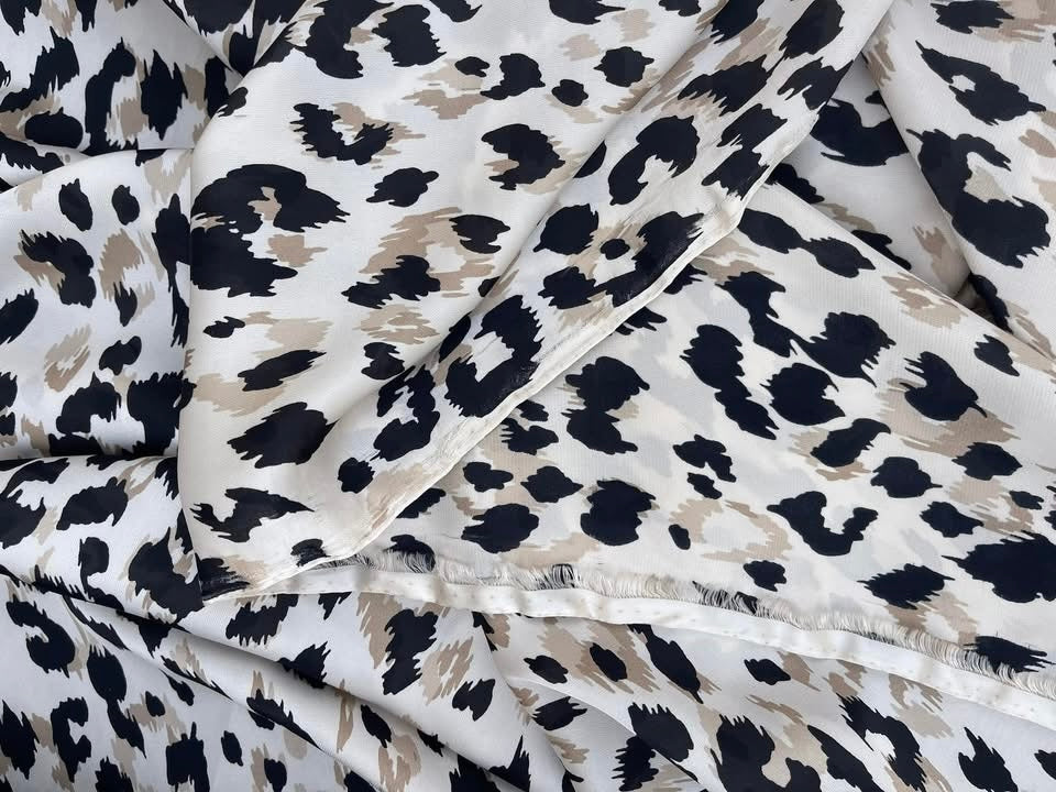 Cheetah satin print  - Lightweight  satin  fabric by the yard -