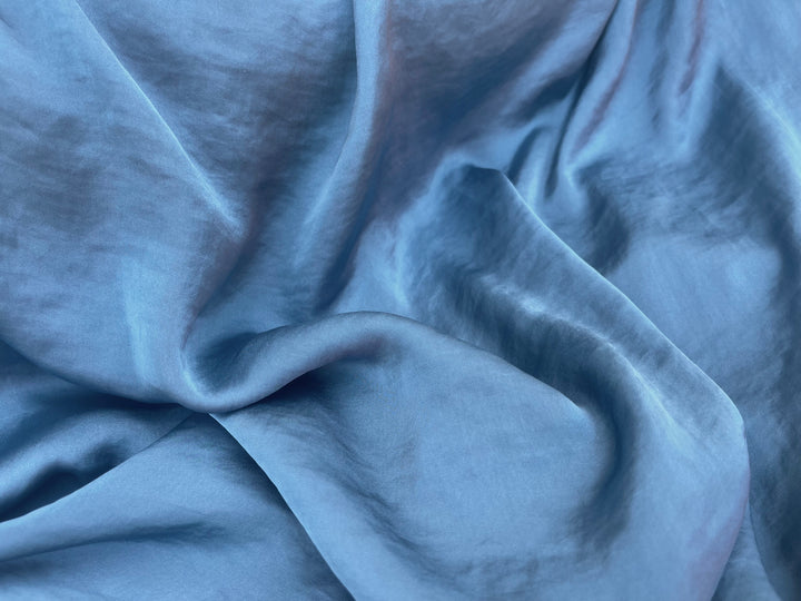 Lightweight satin fabric by the yard -  Denim Blue   solid color