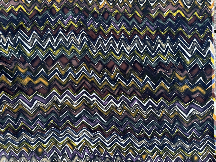 Crepe de Chine fabric by the yard -  Purple And Grays Zig Zag Tribal