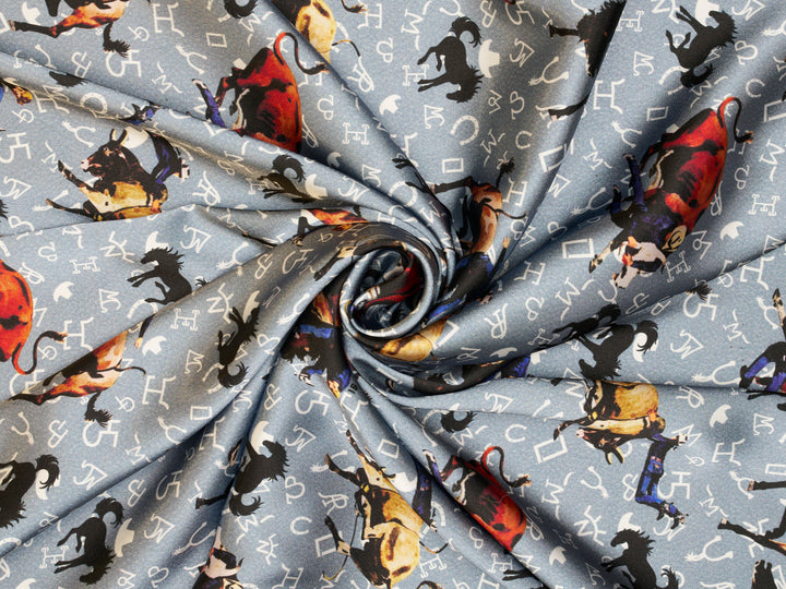 Rodeo and Brands  Silky Satin Charmeuse print - fabric by the yard -  sublimation print