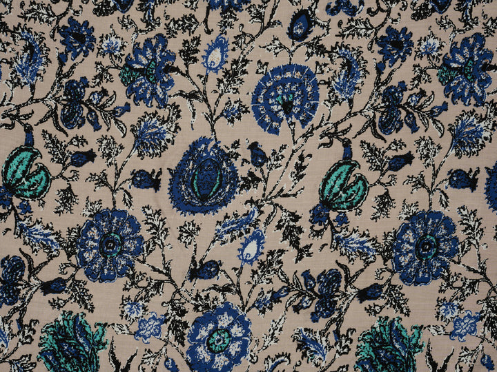 Bohemian flower  pattern - Rayon challis  fabric by the yard -