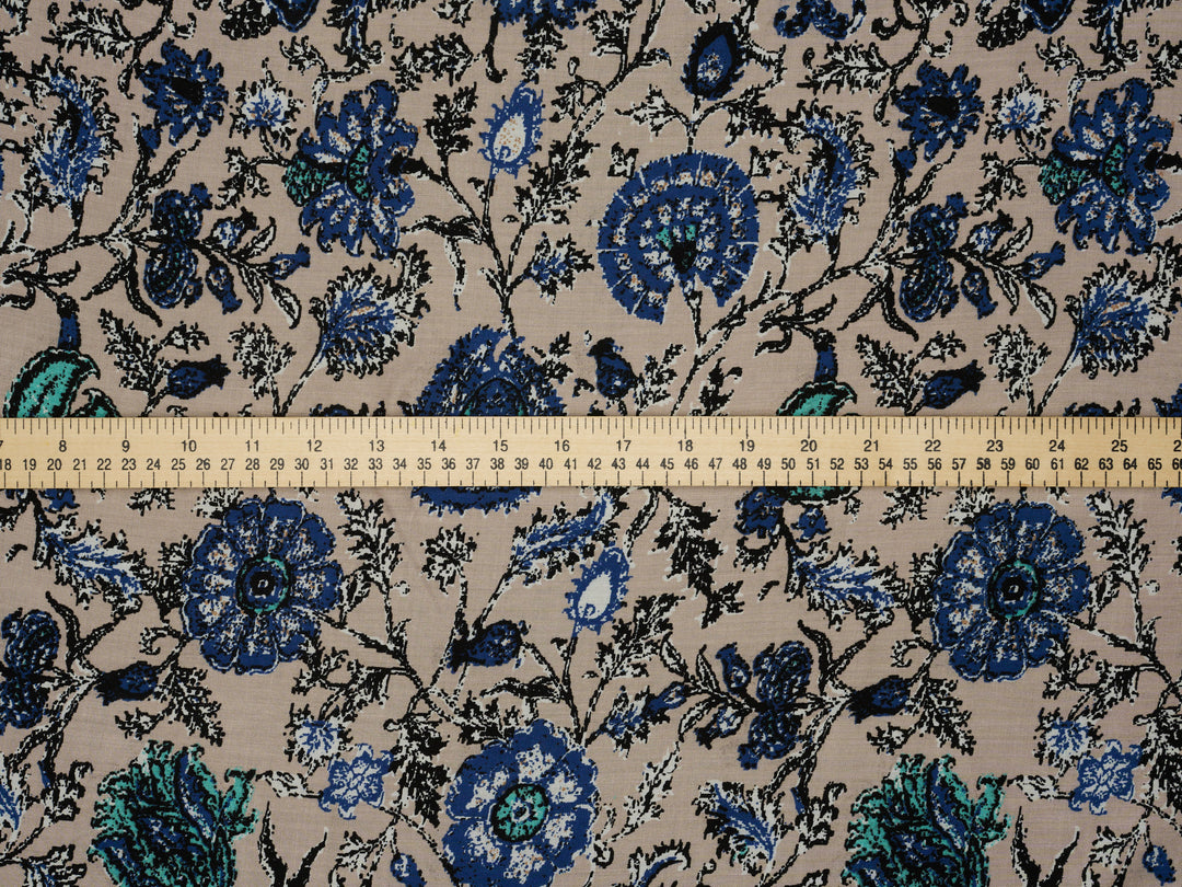 Bohemian flower  pattern - Rayon challis  fabric by the yard -