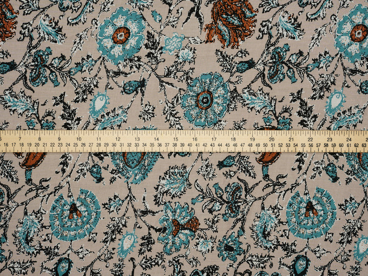 Bohemian flower  pattern - Rayon challis  fabric by the yard -