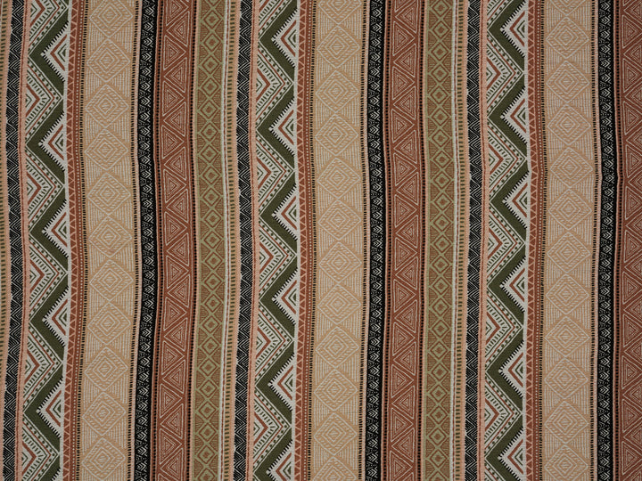 Tribal zig zag pattern with earth tones   pattern - Rayon challis  fabric by the yard -