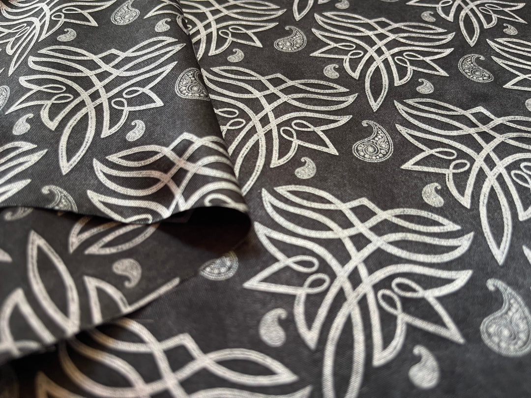 Leather Boot Stitching   - Silky Satin Charmeuse print - fabric by the yard -