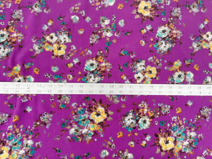 Peachskin  fabric by the yard - Raspberry  floral   print