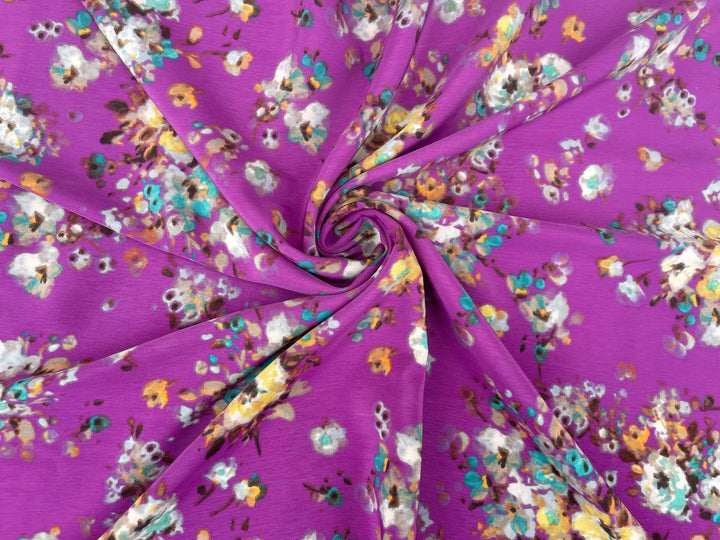 Peachskin  fabric by the yard - Raspberry  floral   print