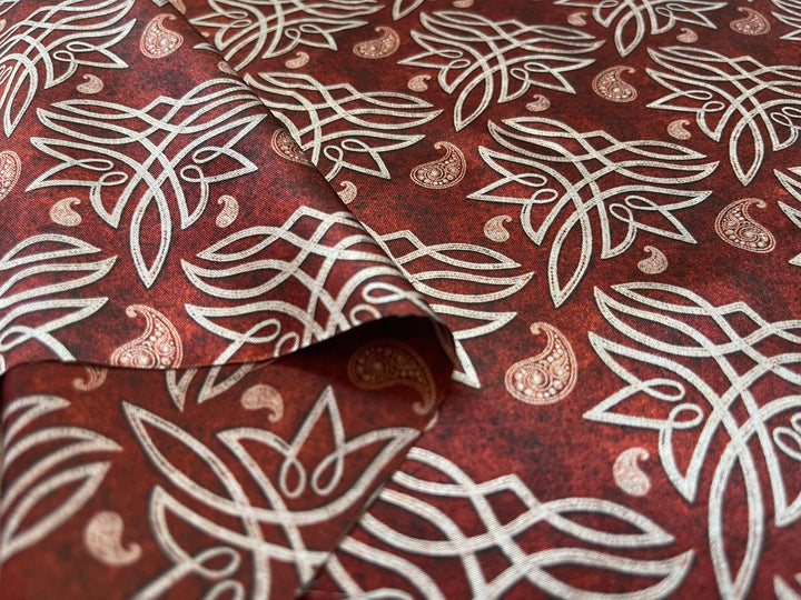 Leather Boot Stitching   - Silky Satin Charmeuse print - fabric by the yard -