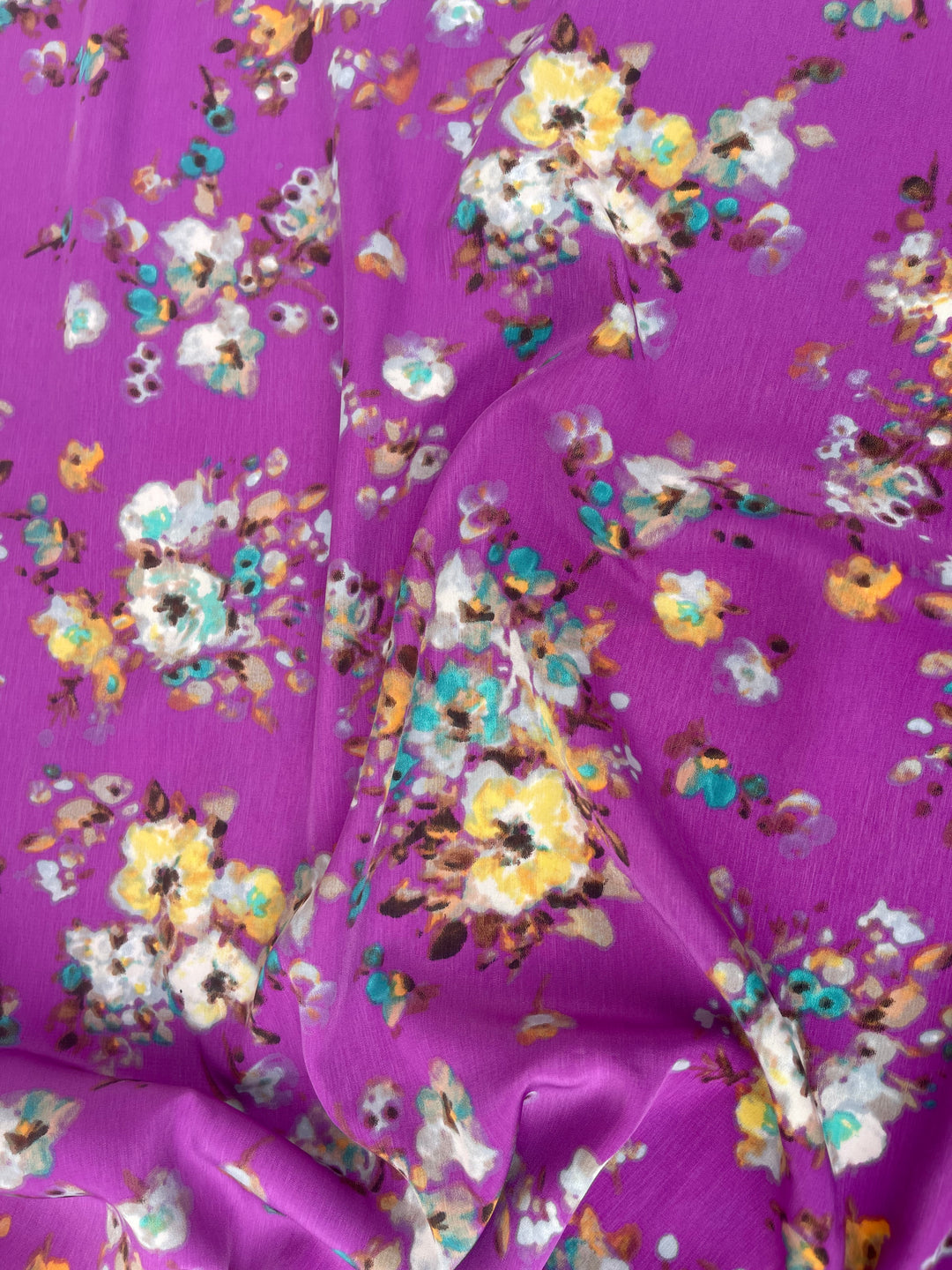Peachskin  fabric by the yard - Raspberry  floral   print