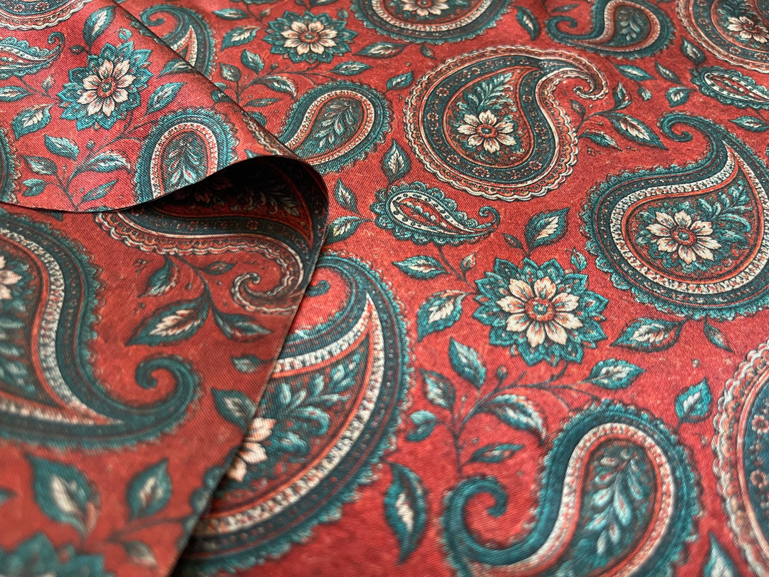 Boho Paisley - Silky Satin Charmeuse print - fabric by the yard -