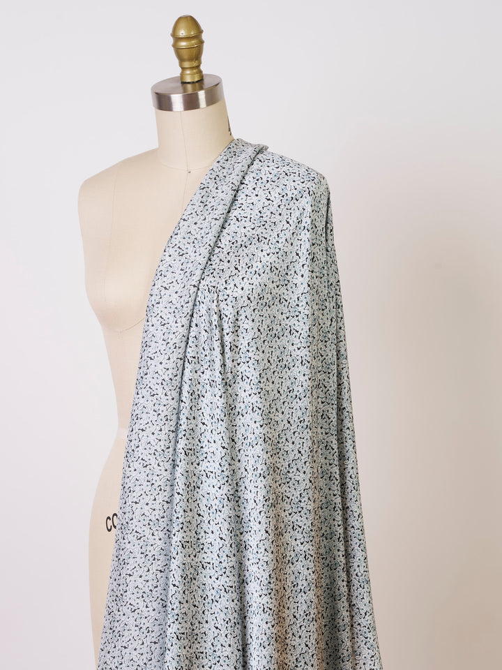 Pink small floral monotone pattern print silky satin Lightweight   fabric