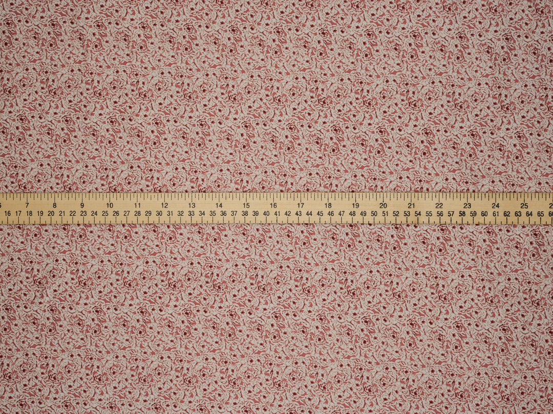 Pink small floral monotone pattern print silky satin Lightweight   fabric