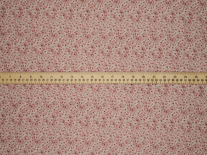 Pink small floral monotone pattern print silky satin Lightweight   fabric
