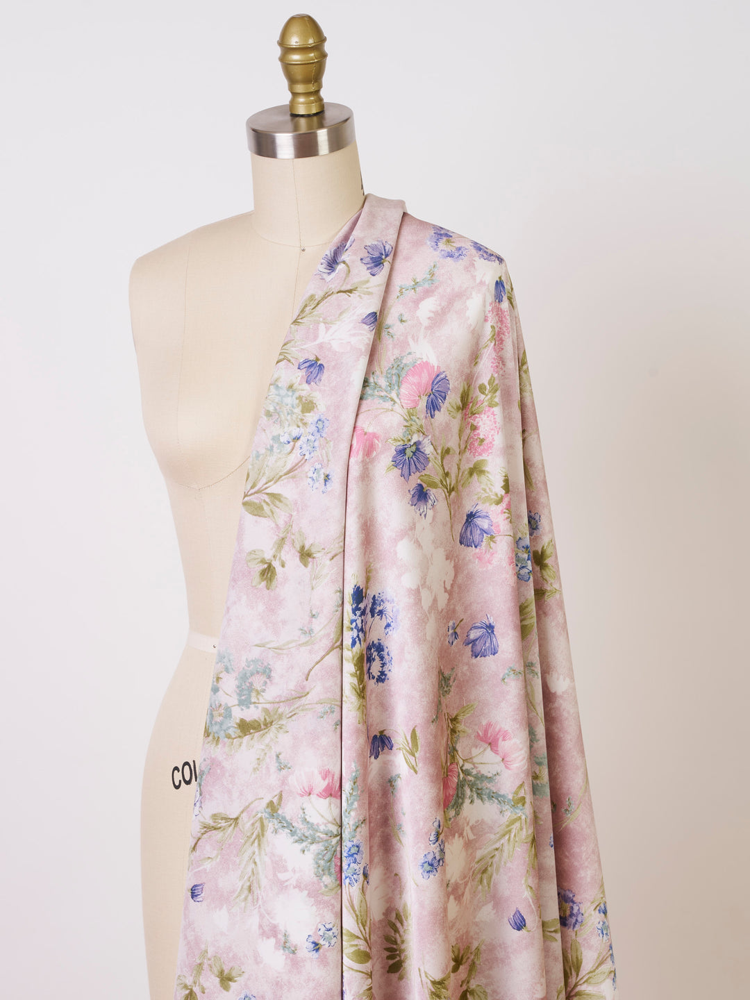 Dusty pink nature floral  pattern print silky satin Lightweight   fabric