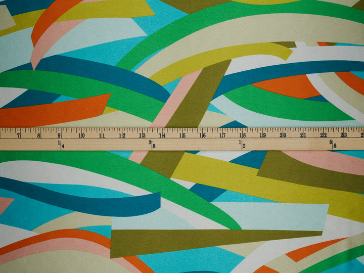 Colorful geometric   print - Faux silk Satin  charmeuse fabric by the yard