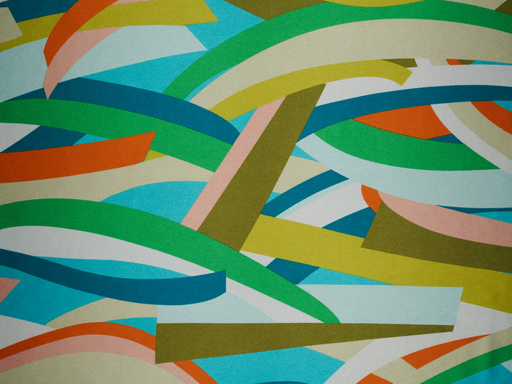 Colorful geometric   print - Faux silk Satin  charmeuse fabric by the yard