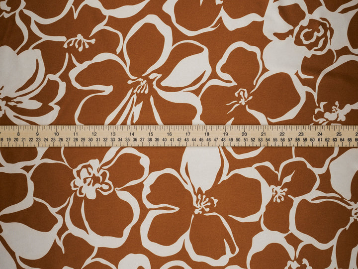 Floral two toned  print - Faux silk Satin  charmeuse fabric by the yard -