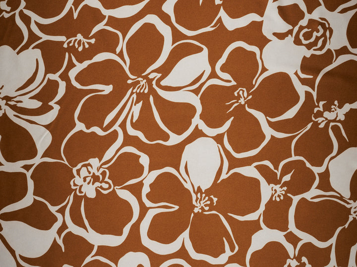 Floral two toned  print - Faux silk Satin  charmeuse fabric by the yard -