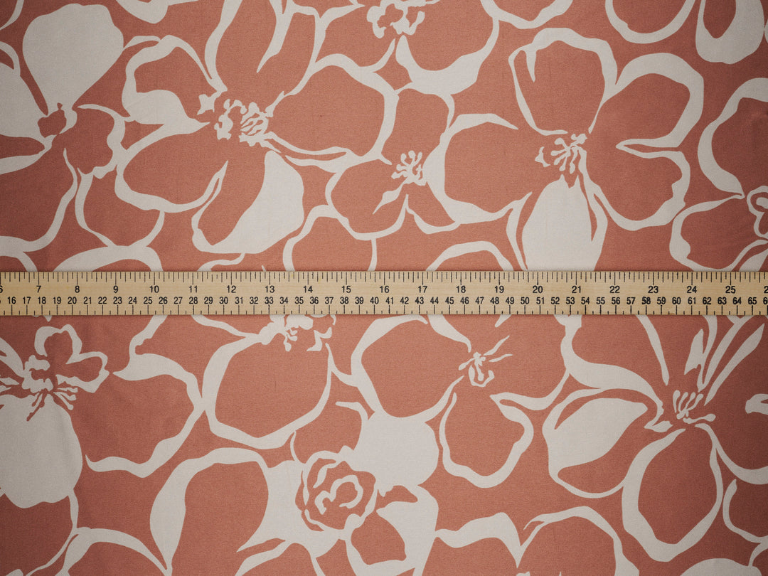 Floral two toned  print - Faux silk Satin  charmeuse fabric by the yard -