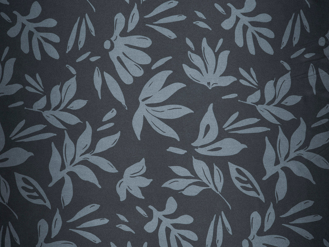 Leaves two toned  print - Faux silk Satin  charmeuse fabric by the yard -