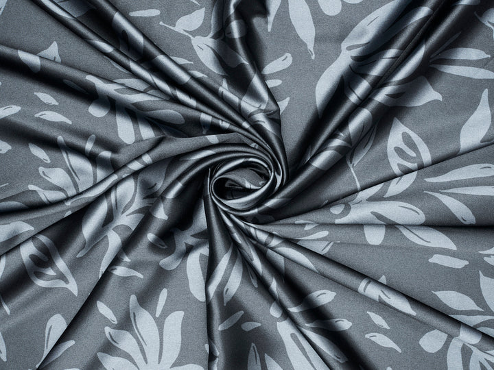 Leaves two toned  print - Faux silk Satin  charmeuse fabric by the yard -