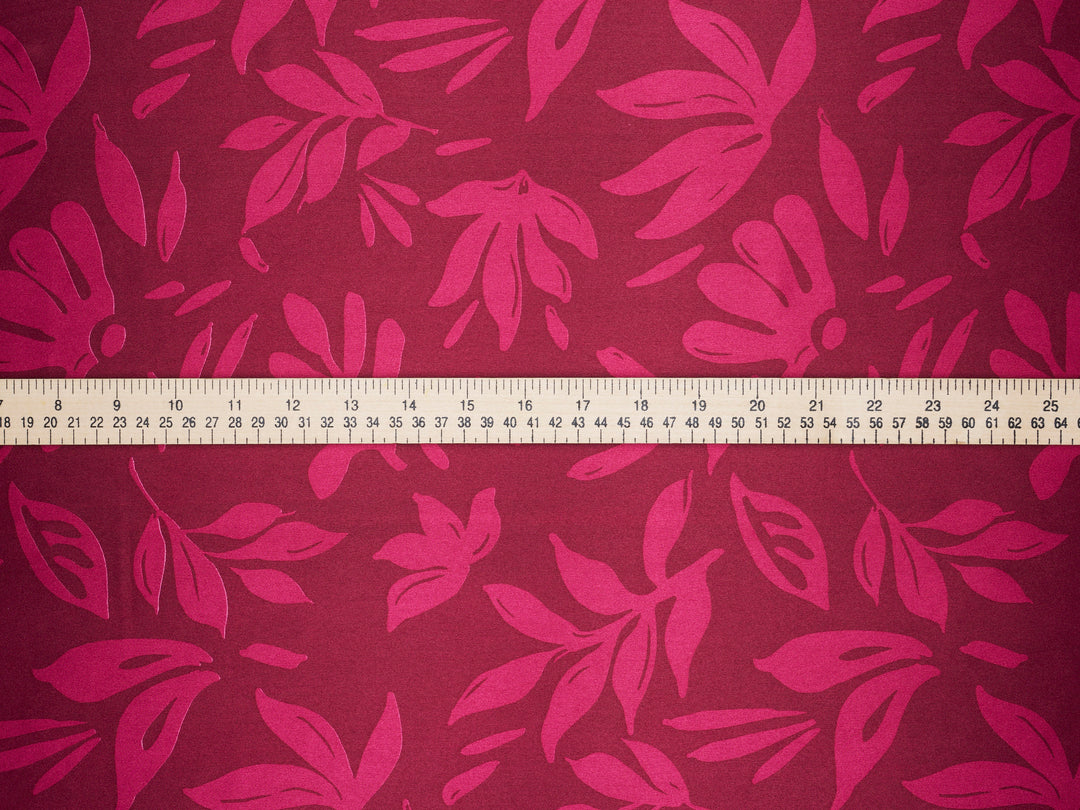 Leaves two toned  print - Faux silk Satin  charmeuse fabric by the yard