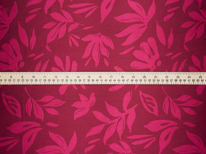 Leaves two toned  print - Faux silk Satin  charmeuse fabric by the yard