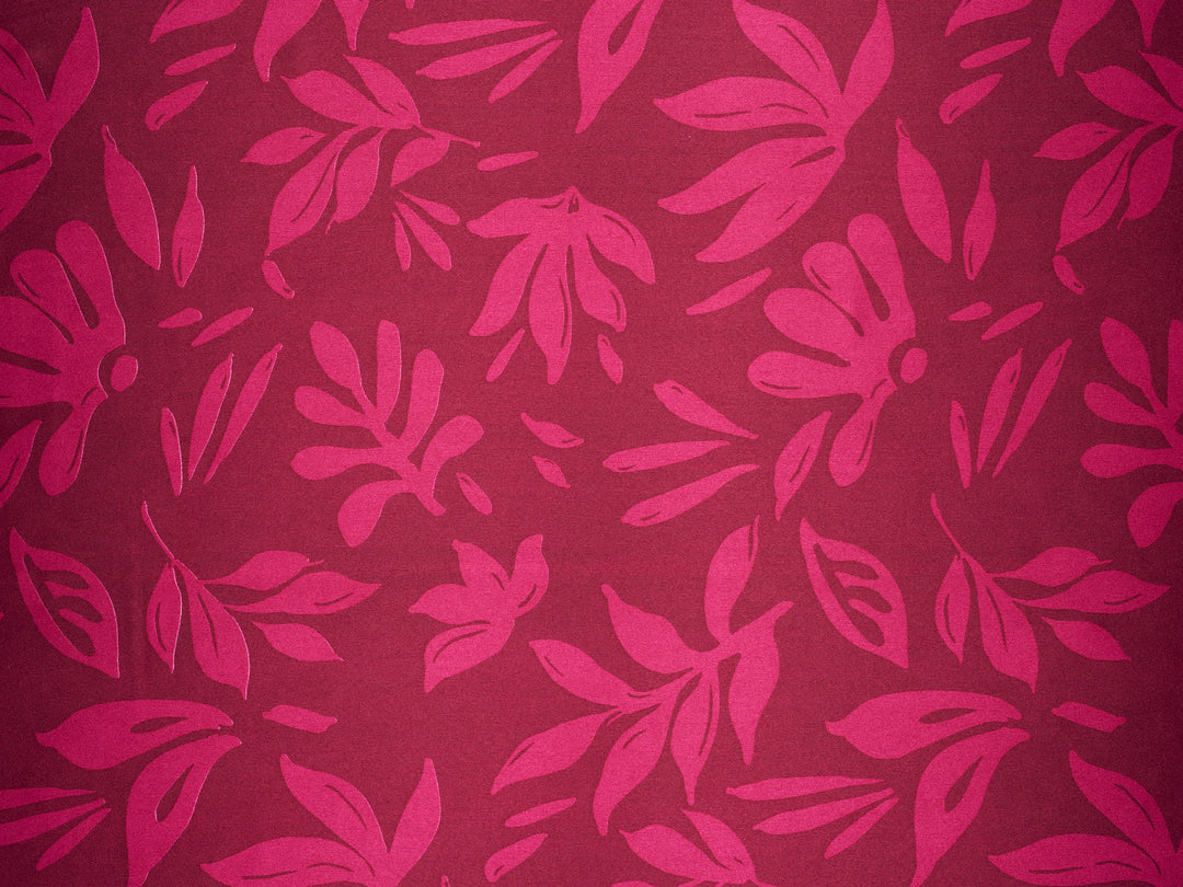 Leaves two toned  print - Faux silk Satin  charmeuse fabric by the yard