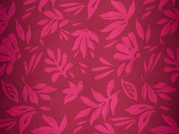 Leaves two toned  print - Faux silk Satin  charmeuse fabric by the yard
