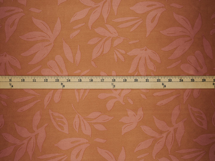 Leaves two toned  print - Faux silk Satin  charmeuse fabric by the yard -