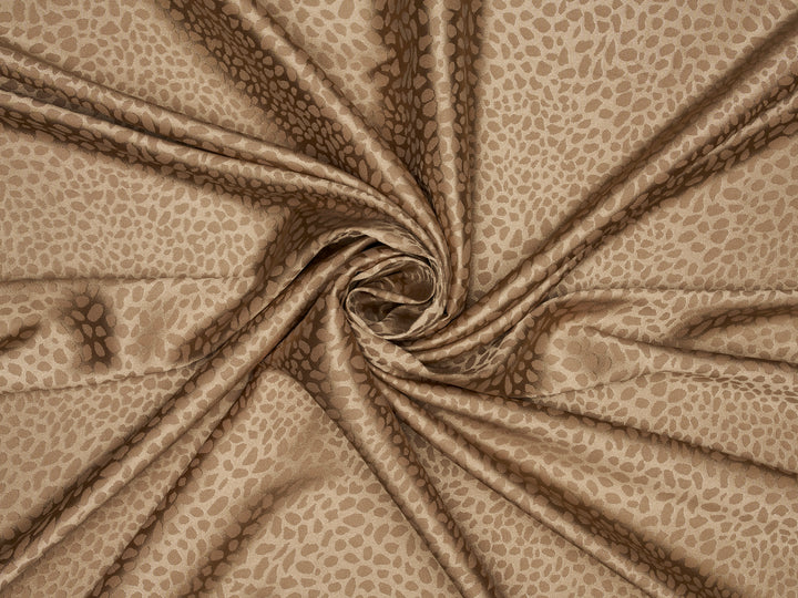 CHAMPAGNE SILKY JACQUARD SATIN fabric by the yard - small animal  jacquard pattern - lightweight flowy fabric