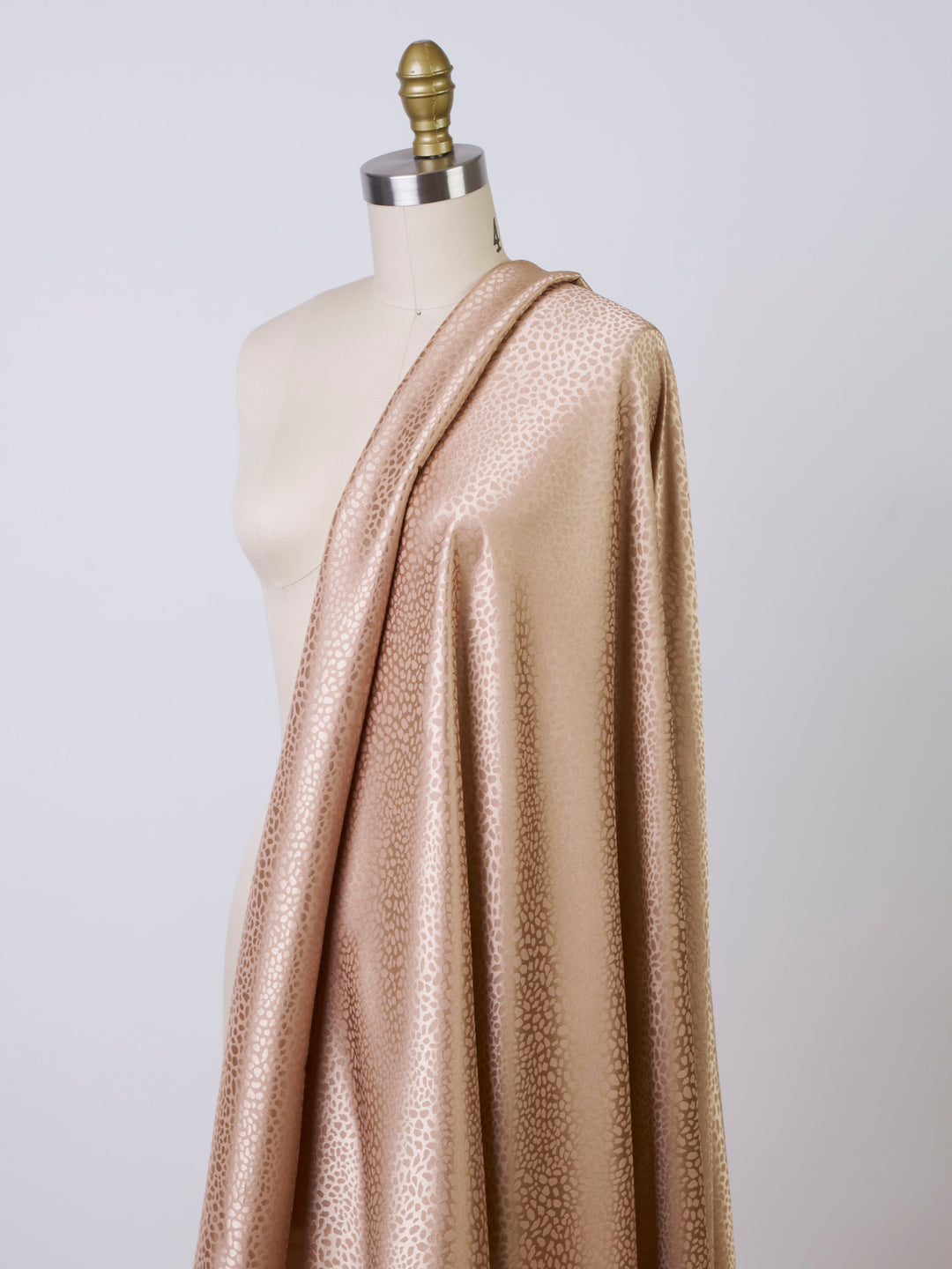 CHAMPAGNE SILKY JACQUARD SATIN fabric by the yard - small animal  jacquard pattern - lightweight flowy fabric