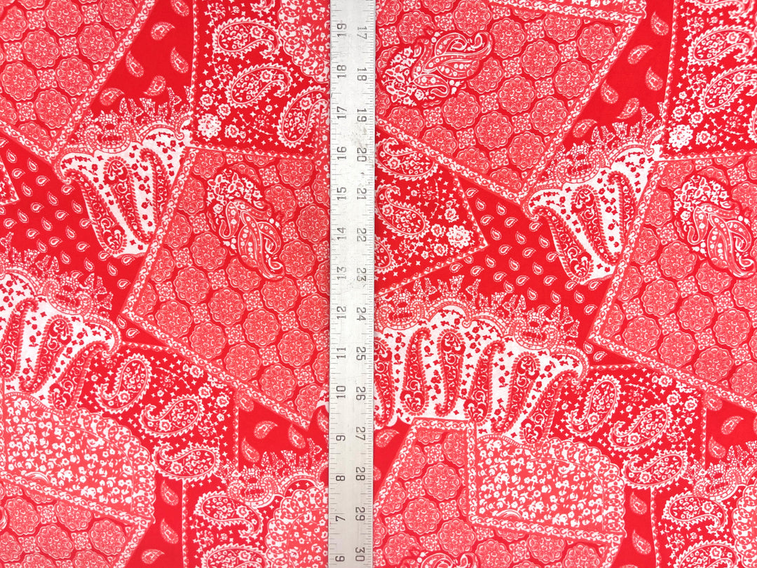 Georgette  Fabric By The Yard - Red  Bandana Paisley Print (Copy)