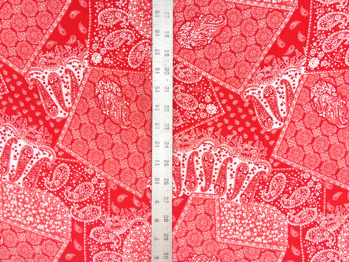 Georgette  Fabric By The Yard - Red  Bandana Paisley Print (Copy)