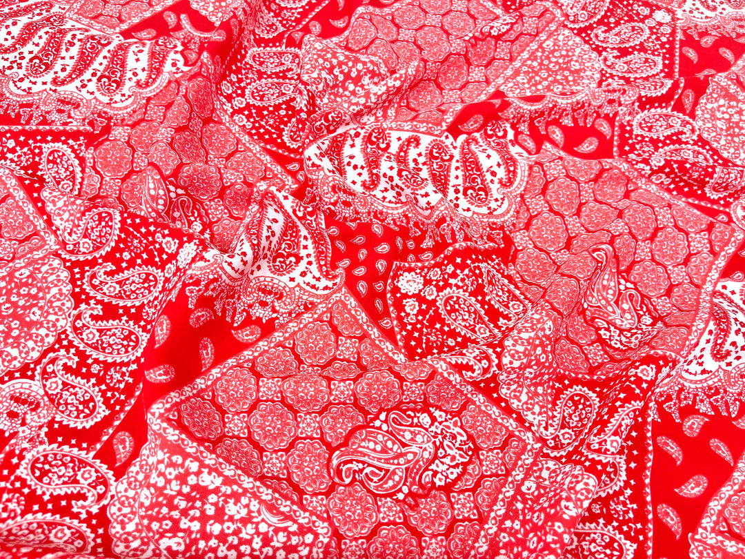 Georgette  Fabric By The Yard - Red  Bandana Paisley Print (Copy)