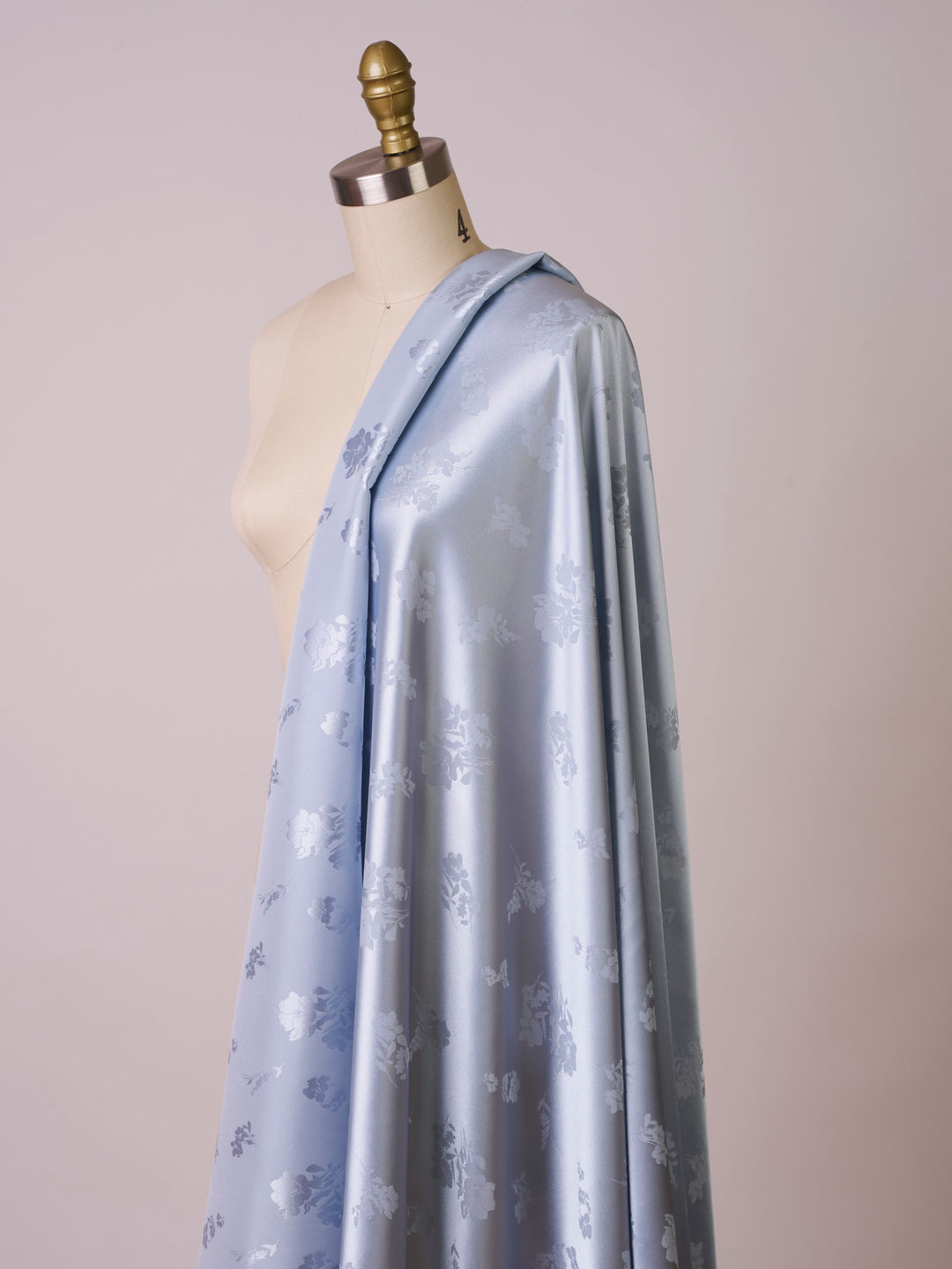 DUSTY BLUE lightweight silky jacquard satin -  fabric by the yard - Floral  jacquard pattern -