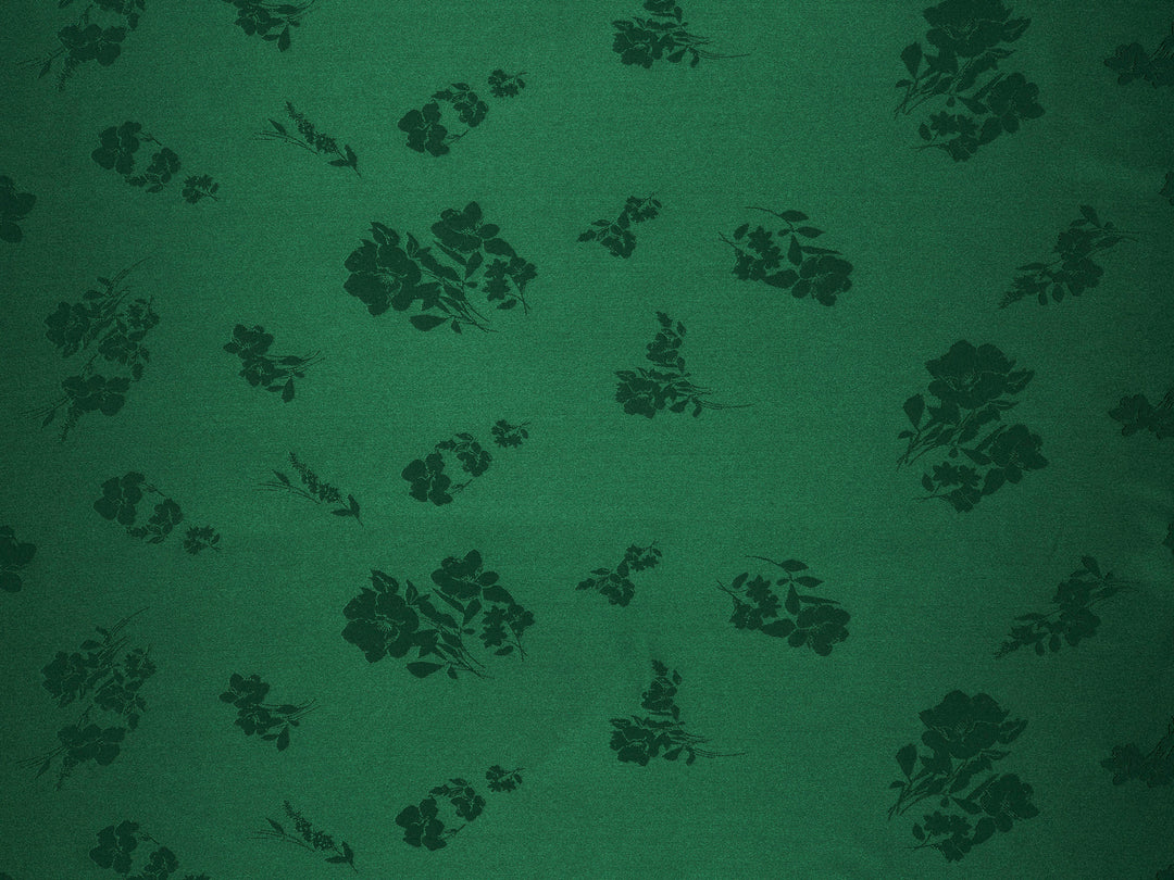 EMERALD lightweight silky jacquard satin -  fabric by the yard - Floral  jacquard pattern -