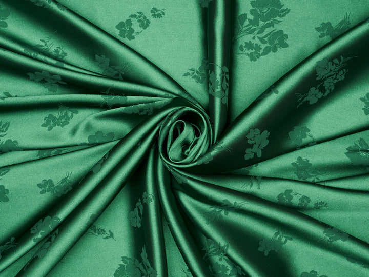 EMERALD lightweight silky jacquard satin -  fabric by the yard - Floral  jacquard pattern -