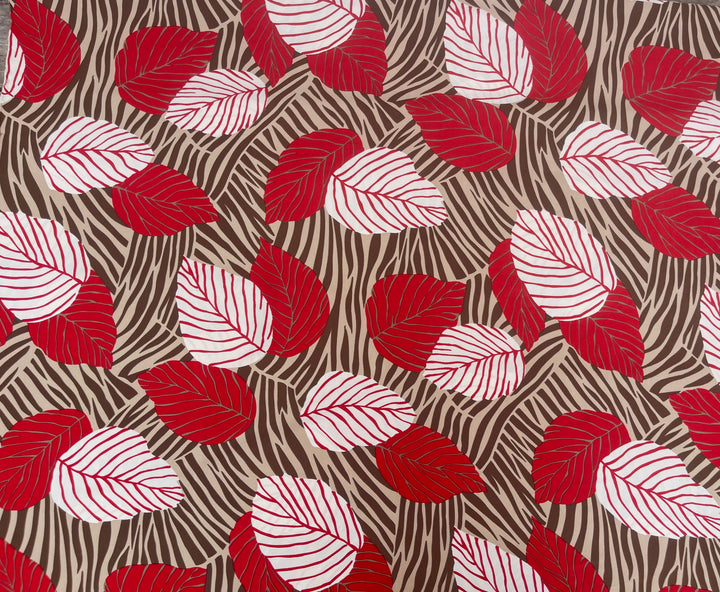Satin  charmeuse fabric by the yard - Red Brown  Floral Print