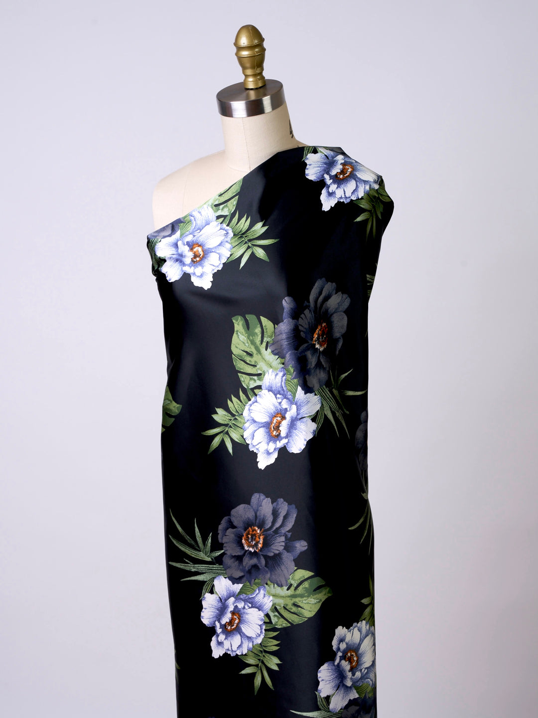 Large tropical  flowers   print - Faux silk Satin  charmeuse fabric by the yard