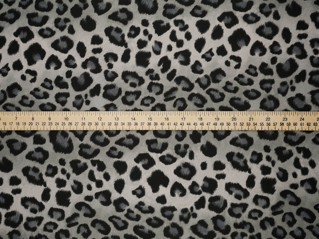 Gray Cheetah animal   print -  Luxury Faux silk Satin  charmeuse fabric by the yard