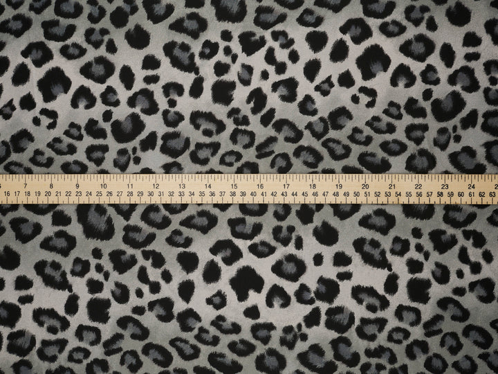 Gray Cheetah animal   print -  Luxury Faux silk Satin  charmeuse fabric by the yard