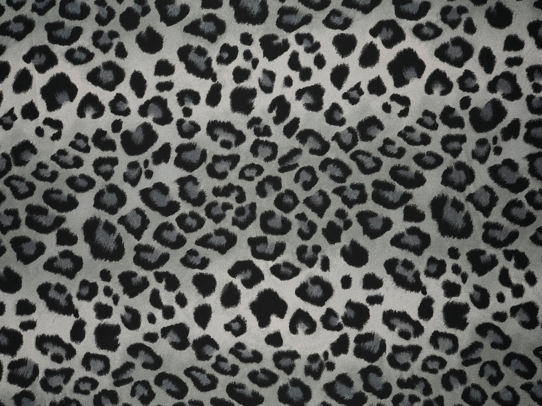 Gray Cheetah animal   print -  Luxury Faux silk Satin  charmeuse fabric by the yard