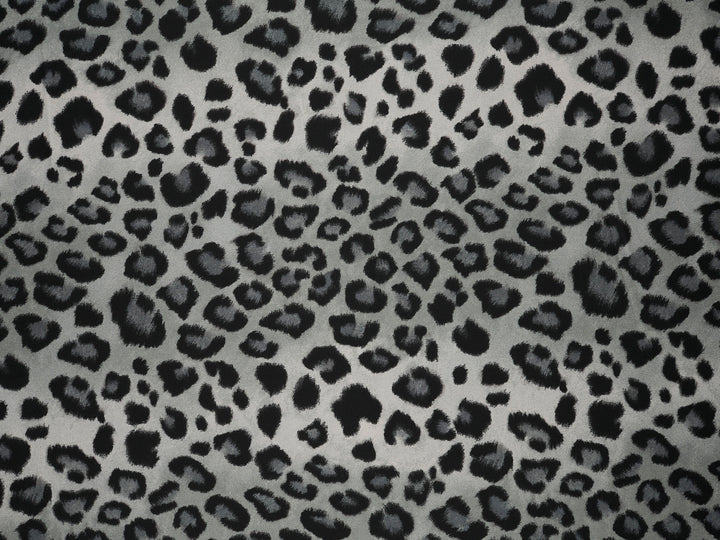Gray Cheetah animal   print -  Luxury Faux silk Satin  charmeuse fabric by the yard