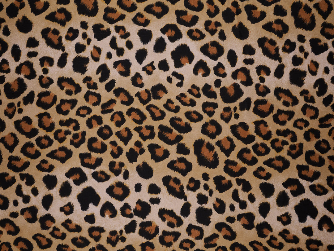 Gold Cheetah animal   print -  Luxury Faux silk Satin  charmeuse fabric by the yard