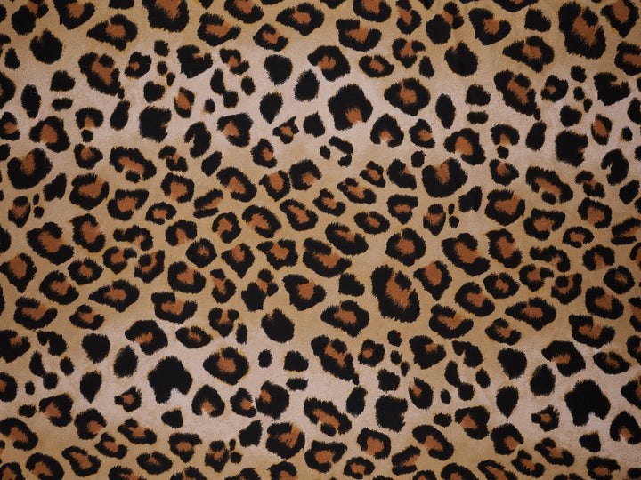 Gold Cheetah animal   print -  Luxury Faux silk Satin  charmeuse fabric by the yard