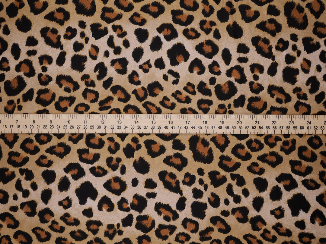 Gold Cheetah animal   print -  Luxury Faux silk Satin  charmeuse fabric by the yard