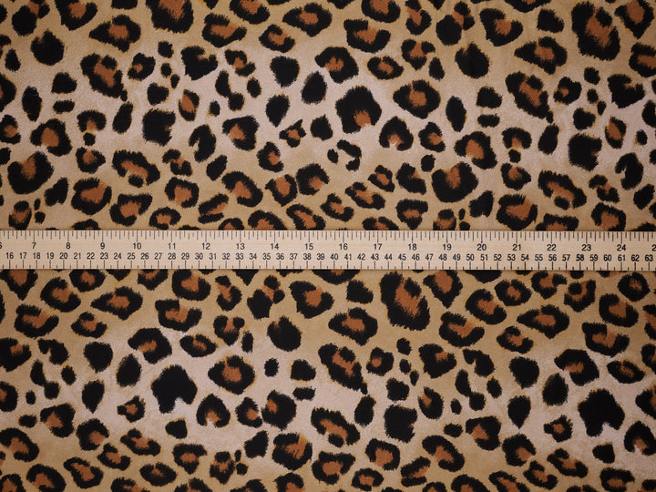 Gold Cheetah animal   print -  Luxury Faux silk Satin  charmeuse fabric by the yard